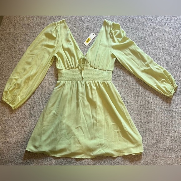 NEW Copper Key Smocked Waist Long Sleeve Green Dress Size L - Picture 13 of 14